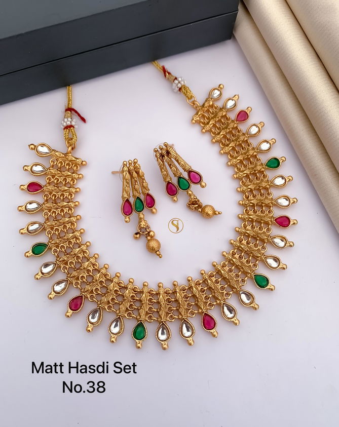 38 MH Designer Matte Golden Hasadi Set Wholesale Price In Surat
